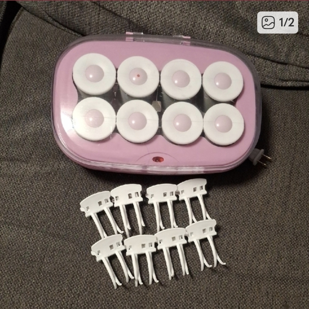 Pink and White Hair Rollers Set